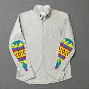 Visvim Albacore Shirt Men's Medium Beige Long Sleeve Elbow Patches Button-Down